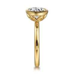Clearance Gabriel & Co. Linny - 14K Yellow Gold Bezel Set Round Diamond Engagement Ring