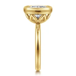 New Gabriel & Co. Linny - 14K Yellow Gold Cushion Cut Bezel Set Diamond Engagement Ring