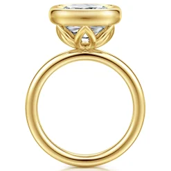 New Gabriel & Co. Linny - 14K Yellow Gold Cushion Cut Bezel Set Diamond Engagement Ring