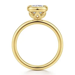 Hot Gabriel & Co. Linny - 14K Yellow Gold Cushion Cut Bezel Set Diamond Engagement Ring