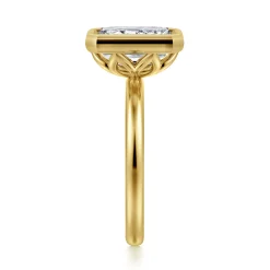 Clearance Gabriel & Co. Linny - 14K Yellow Gold Emerald Cut Bezel Set Diamond Engagement Ring