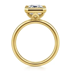 Clearance Gabriel & Co. Linny - 14K Yellow Gold Emerald Cut Bezel Set Diamond Engagement Ring