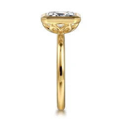 Hot Gabriel & Co. Linny - 14K Yellow Gold Emerald Cut Bezel Set Diamond Engagement Ring