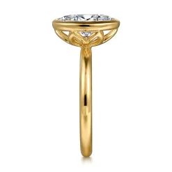Clearance Gabriel & Co. Linny - 14K Yellow Gold Oval Bezel Set Diamond Engagement Ring