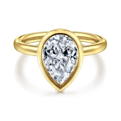 Hot Gabriel & Co. Linny - 14K Yellow Gold Pear Shape Bezel Set Diamond Engagement Ring