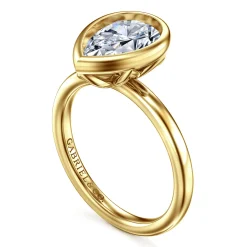 Hot Gabriel & Co. Linny - 14K Yellow Gold Pear Shape Bezel Set Diamond Engagement Ring