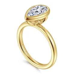 Gabriel & Co. Linny - 14K Yellow Gold Pear Shape Bezel Set Diamond Engagement Ring