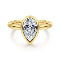 Gabriel & Co. Linny - 14K Yellow Gold Pear Shape Bezel Set Diamond Engagement Ring