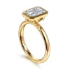 Clearance Gabriel & Co. Linny - 14K Yellow Gold Radiant Cut Bezel Set Diamond Engagement Ring