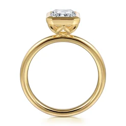 Clearance Gabriel & Co. Linny - 14K Yellow Gold Radiant Cut Bezel Set Diamond Engagement Ring