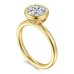 Discount Gabriel & Co. Linny - 14K Yellow Gold Round Bezel Set Diamond Engagement Ring