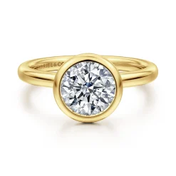 Discount Gabriel & Co. Linny - 14K Yellow Gold Round Bezel Set Diamond Engagement Ring