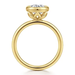 Discount Gabriel & Co. Linny - 14K Yellow Gold Round Bezel Set Diamond Engagement Ring