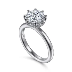 Hot Gabriel & Co. Liona - 14K White Gold Round Solitaire Diamond Engagement Ring
