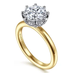 Online Gabriel & Co. Liona - 14K White-Yellow Gold Round Solitaire Diamond Engagement Ring