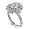 Discount Gabriel & Co. Lisette - 14K White Gold Fancy Halo Emerald Cut Diamond Engagement Ring