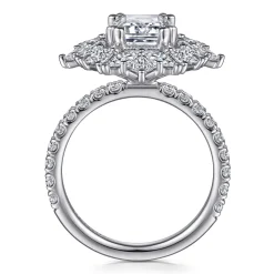 Discount Gabriel & Co. Lisette - 14K White Gold Fancy Halo Emerald Cut Diamond Engagement Ring