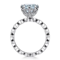 Gabriel & Co. Liza - Vintage Inspired 14K White Gold Aquamarine and Diamond Engagement Ring