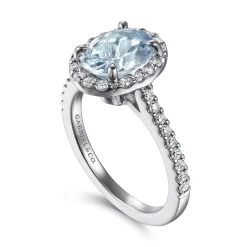 Outlet Gabriel & Co. Loreina - 14K White Gold Oval Halo Aquamarine and Diamond Engagement Ring