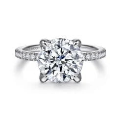 New Gabriel & Co. Lorenzo - 14K White Gold Round Diamond Engagement Ring