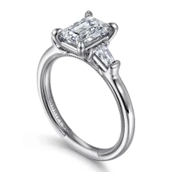 Clearance Gabriel & Co. Louann - 14K White Gold Emerald Cut Three Stone Diamond Engagement Ring