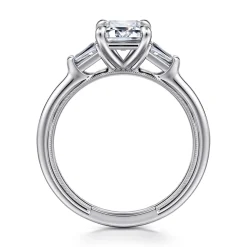 Clearance Gabriel & Co. Louann - 14K White Gold Emerald Cut Three Stone Diamond Engagement Ring