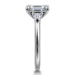 Clearance Gabriel & Co. Louann - 14K White Gold Emerald Cut Three Stone Diamond Engagement Ring
