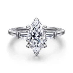 Discount Gabriel & Co. Louann - 14K White Gold Marquise Shape Three Stone Diamond Engagement Ring