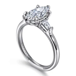 Discount Gabriel & Co. Louann - 14K White Gold Marquise Shape Three Stone Diamond Engagement Ring