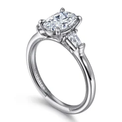Hot Gabriel & Co. Louann - 14K White Gold Oval Three Stone Diamond Engagement Ring