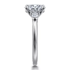 Hot Gabriel & Co. Louann - 14K White Gold Oval Three Stone Diamond Engagement Ring