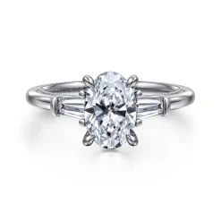 Hot Gabriel & Co. Louann - 14K White Gold Oval Three Stone Diamond Engagement Ring