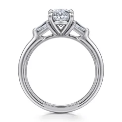 Hot Gabriel & Co. Louann - 14K White Gold Oval Three Stone Diamond Engagement Ring