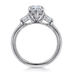 Hot Gabriel & Co. Louann - 14K White Gold Pear Shape Three Stone Diamond Engagement Ring