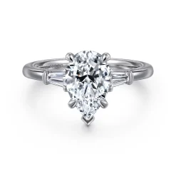 Hot Gabriel & Co. Louann - 14K White Gold Pear Shape Three Stone Diamond Engagement Ring