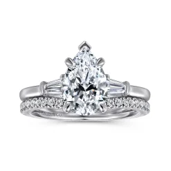 Hot Gabriel & Co. Louann - 14K White Gold Pear Shape Three Stone Diamond Engagement Ring