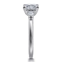 Discount Gabriel & Co. Louann - 14K White Gold Princess Cut Three Stone Diamond Engagement Ring