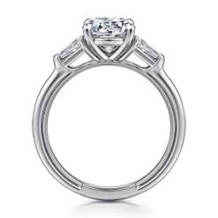 Clearance Gabriel & Co. Louann - 14K White Gold Round Three Stone Diamond Engagement Ring