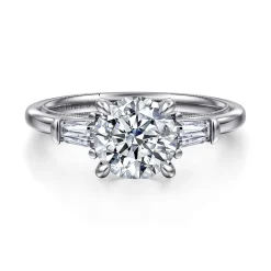 Clearance Gabriel & Co. Louann - 14K White Gold Round Three Stone Diamond Engagement Ring
