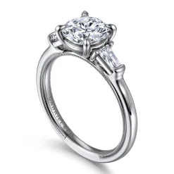 Clearance Gabriel & Co. Louann - 14K White Gold Round Three Stone Diamond Engagement Ring