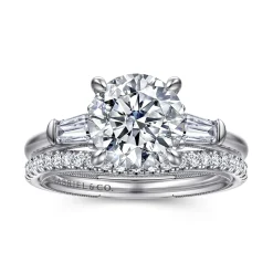 Hot Gabriel & Co. Louann - 14K White Gold Round Three Stone Diamond Engagement Ring