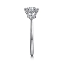 New Gabriel & Co. Louise - 14K White Gold Three Stone Cluster Round Diamond Engagement Ring