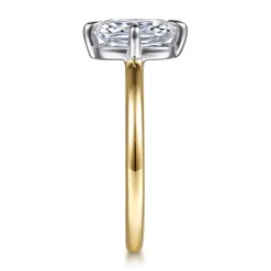 Sale Gabriel & Co. Lou - 14K White-Yellow Gold Elongated Cushion Compass Prong Solitaire Diamond Engagement Ring