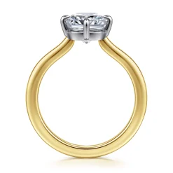 Sale Gabriel & Co. Lou - 14K White-Yellow Gold Elongated Cushion Compass Prong Solitaire Diamond Engagement Ring