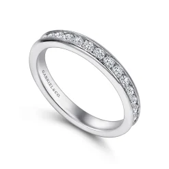 Clearance Gabriel & Co. Louve - 14K White Gold Channel Set Diamond Wedding Band - 0.5 ct
