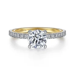 New Gabriel & Co. Love - 14K White-Yellow Gold Diamond Engagement Ring