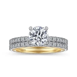 New Gabriel & Co. Love - 14K White-Yellow Gold Diamond Engagement Ring