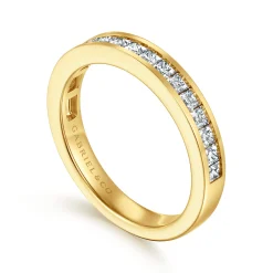 Discount Gabriel & Co. Lover - 14K Yellow Gold Channel Set Princess Diamond Anniversary Band - 0.65 ct