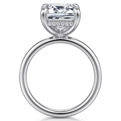 Best Gabriel & Co. Lua - 14K White Gold Hidden Halo Emerald Cut Diamond Engagement Ring