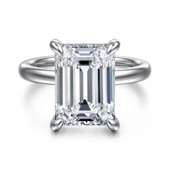 Best Gabriel & Co. Lua - 14K White Gold Hidden Halo Emerald Cut Diamond Engagement Ring